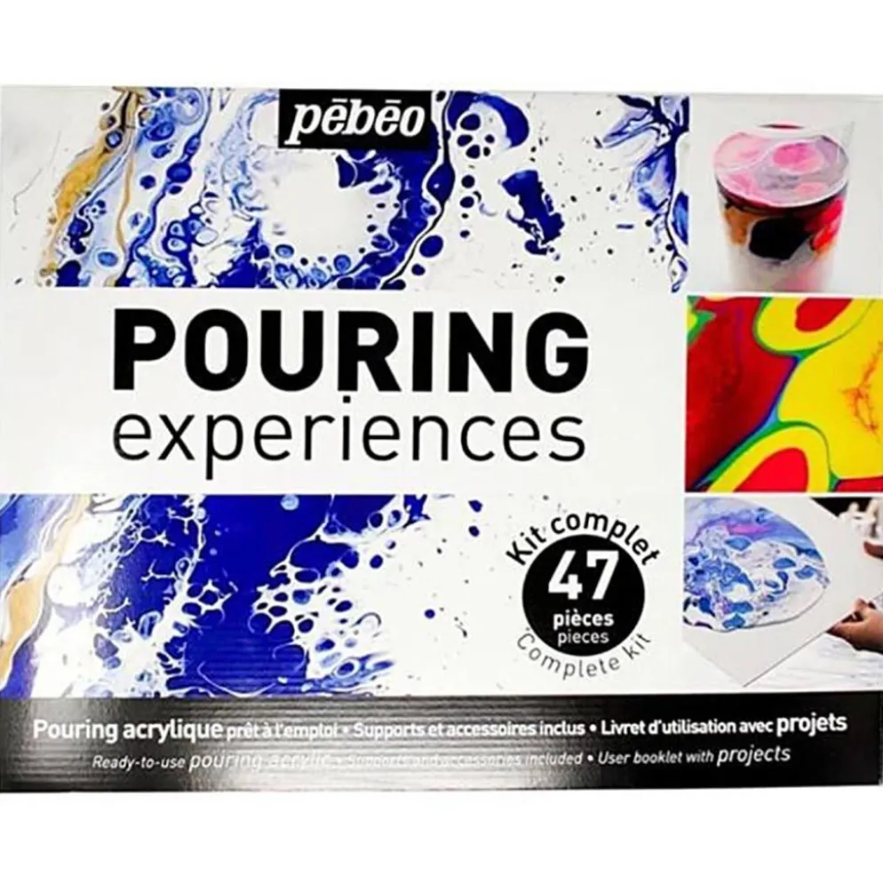 Pebeo färgkit, Pouring-upplevelser, mixade färger, 47 delar/ 1 förp.