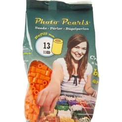 Photo Pearls, stl. 5x5 mm, Hålstl. 2,5 mm, medium, orange klar (13), 1100 st./ 1 förp.