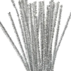 Piprensare, L: 30 cm, tjocklek 6 mm, glitter, silver, 24 st./ 1 förp.