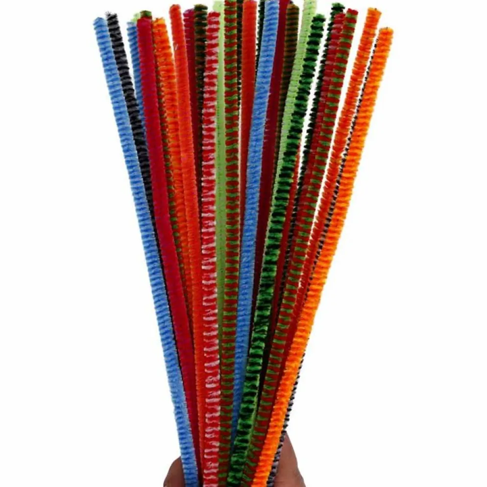 Piprensare, randiga, L: 30 cm, tjocklek 6 mm, mixade färger, 30 mix./ 1 förp.
