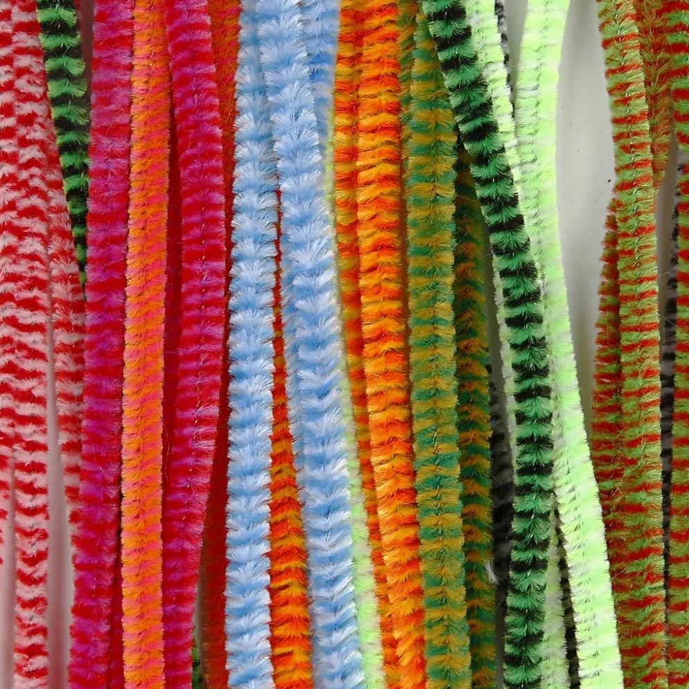 Piprensare, randiga, L: 30 cm, tjocklek 6 mm, mixade färger, 30 mix./ 1 förp.