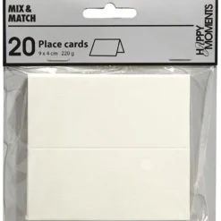 Placeringskort, stl. 9x4 cm, 220 g, vit, 20 st./ 1 förp.