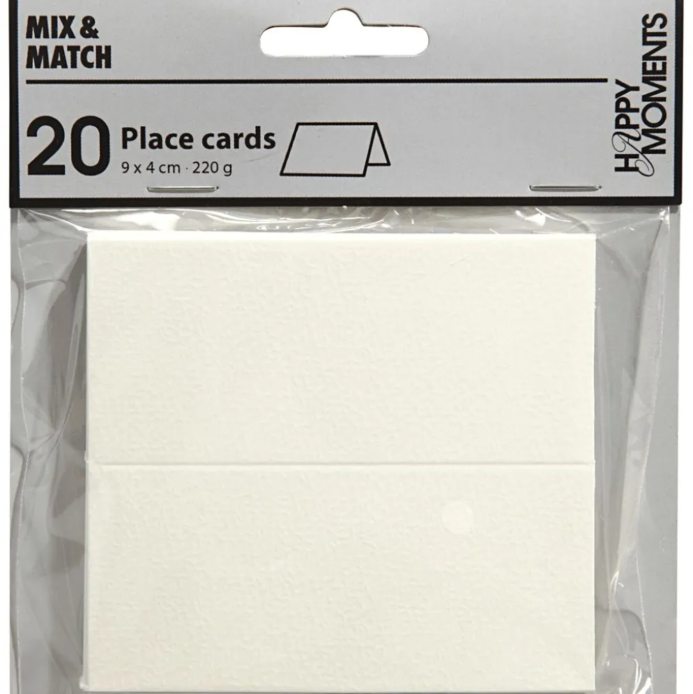 Placeringskort, stl. 9x4 cm, 220 g, vit, 20 st./ 1 förp.