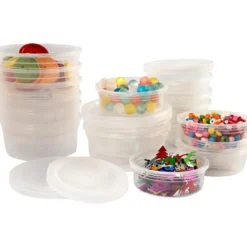 Plastburk med lock, H: 24 mm, Dia. 68 mm, 45 ml, 20 st./ 1 förp.
