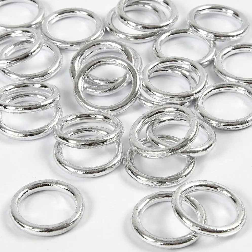 Plastring, stl. 15 mm, tjocklek 2 mm, silver, 25 st./ 1 förp.