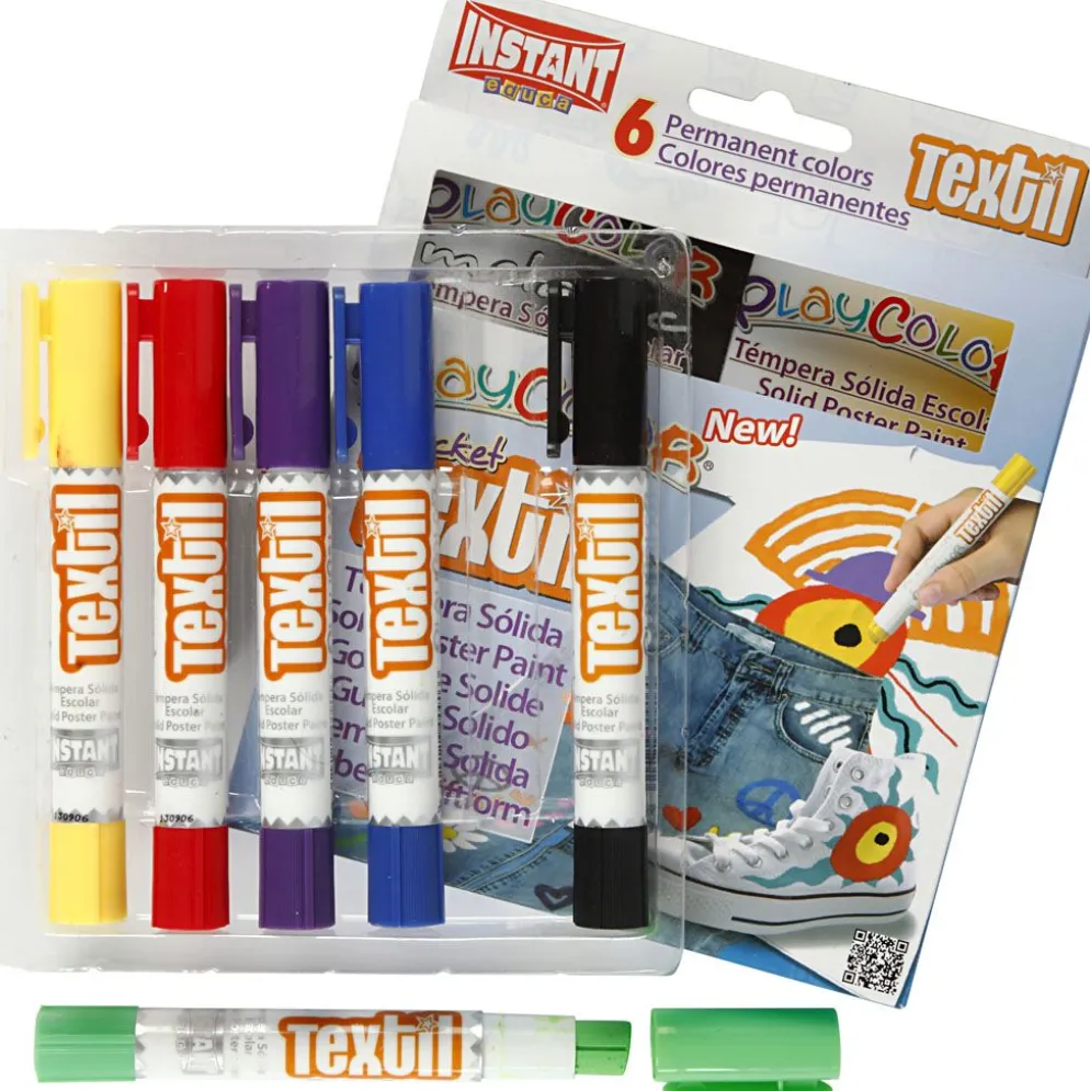 Playcolor Textilfärg, L: 14 cm, mixade färger, 5 g, 6 st./ 1 förp.