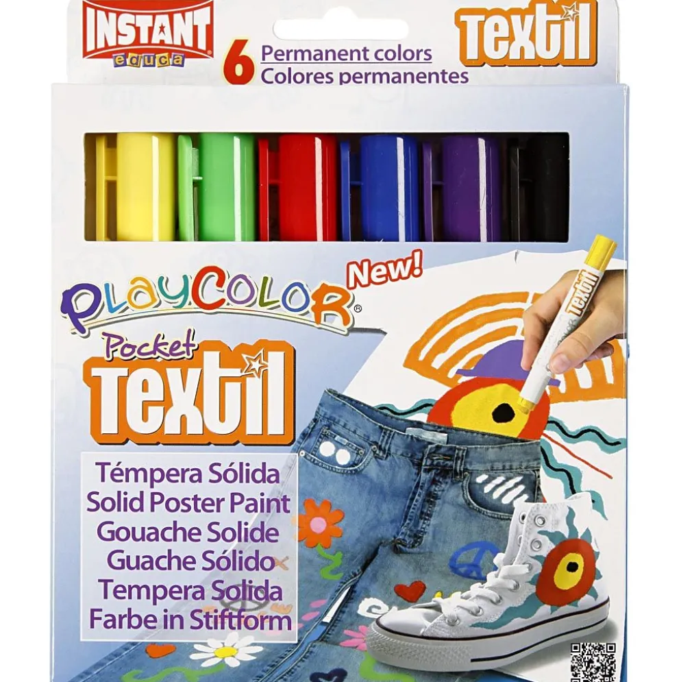 Playcolor Textilfärg, L: 14 cm, mixade färger, 5 g, 6 st./ 1 förp.