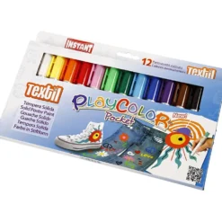 Playcolor Textilfärg, L: 14 cm, mixade färger, 5 g, 12 st./ 1 förp.