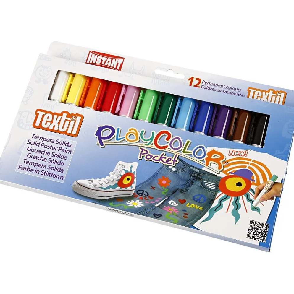 Playcolor Textilfärg, L: 14 cm, mixade färger, 5 g, 12 st./ 1 förp.