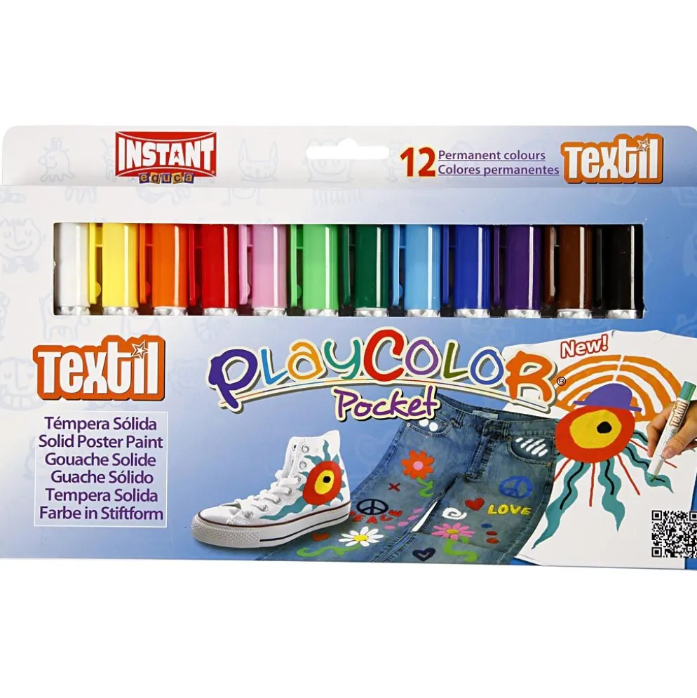 Playcolor Textilfärg, L: 14 cm, mixade färger, 5 g, 12 st./ 1 förp.