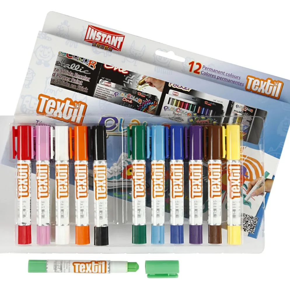 Playcolor Textilfärg, L: 14 cm, mixade färger, 5 g, 12 st./ 1 förp.