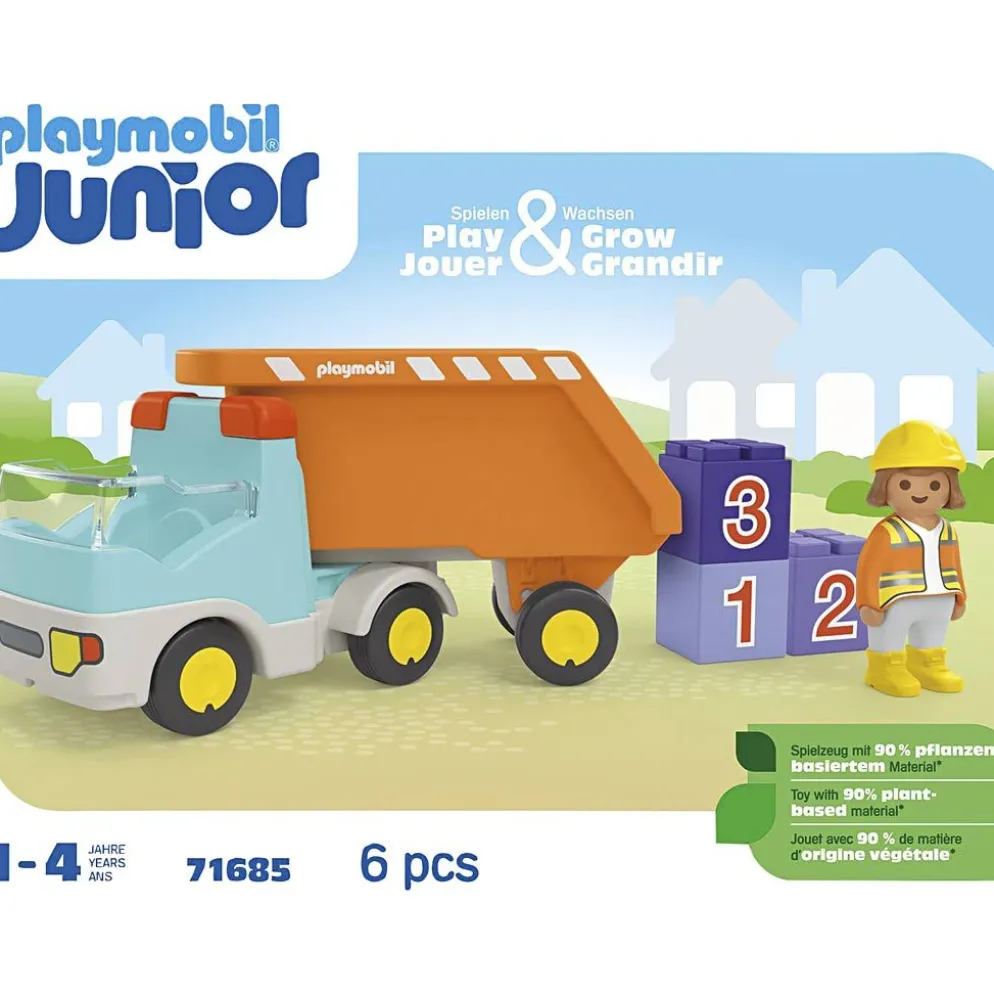 Playmobil Junior tippbil, stl. 39x19,7x26 cm, ca. 6 delar, 1 förp.