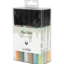 Plus Color Tusch, L: 14,5 cm, spets 1-2 mm, mixade färger, 5,5 ml, 18 st./ 1 förp.