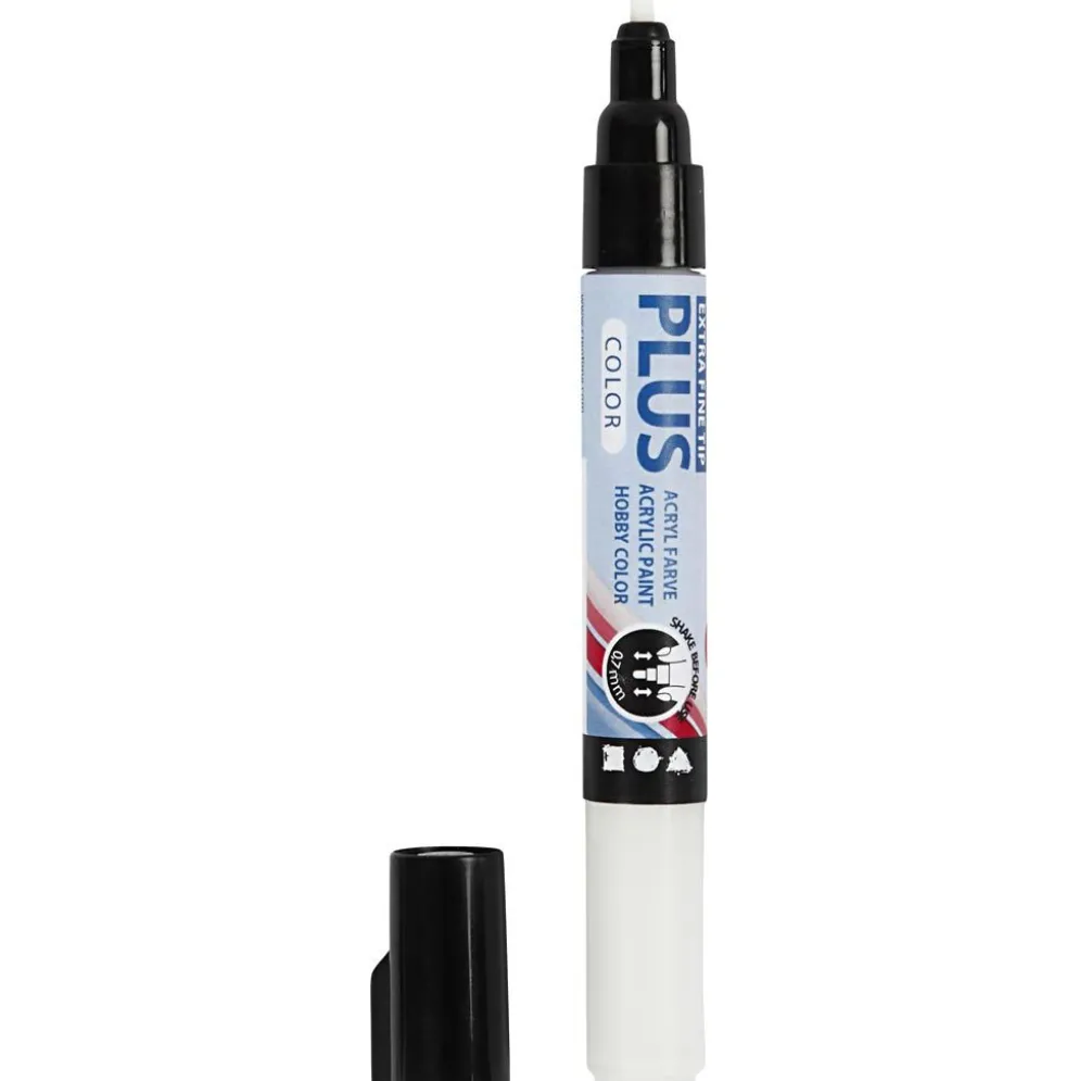 Plus Color Tusch, L: 14,5 cm, spets 0,7 mm, råvit, 5,5 ml, 1 st.