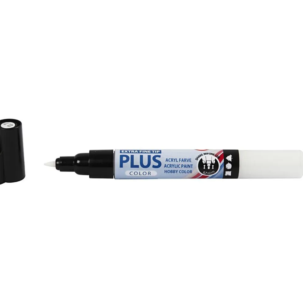 Plus Color Tusch, L: 14,5 cm, spets 0,7 mm, råvit, 5,5 ml, 1 st.