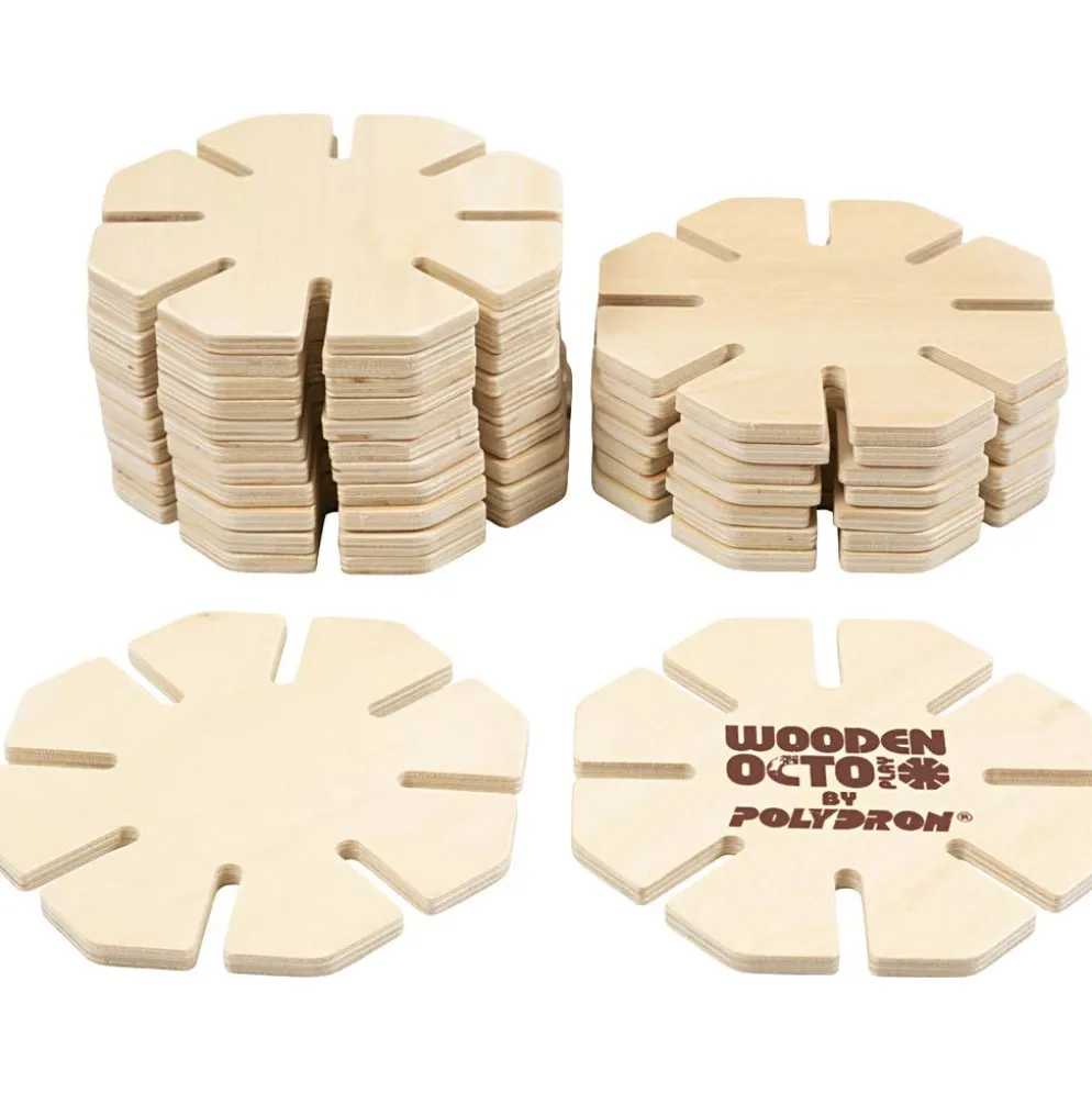 Polydron Octoplay-Byggset i trä, Dia. 12 cm, 20 delar/ 1 set