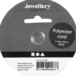 Polyestersnöre, tjocklek 1 mm, svart, 50 m/ 1 rl.