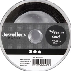 Polyestersnöre, tjocklek 1 mm, svart, 50 m/ 1 rl.