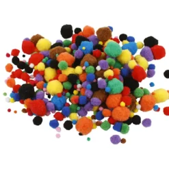 Pompoms, Dia. 5-40 mm, ca. 150 st., mixade färger, 42 g/ 1 förp.