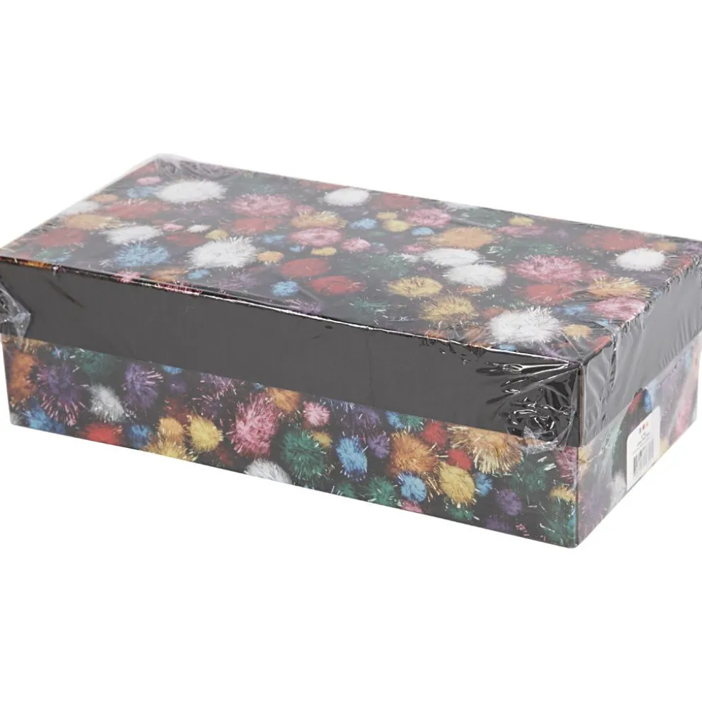 Pompoms,pompong, Dia. 15-40 mm, glitter, ca. 400 st., starka färger, 300 g/ 1 förp.