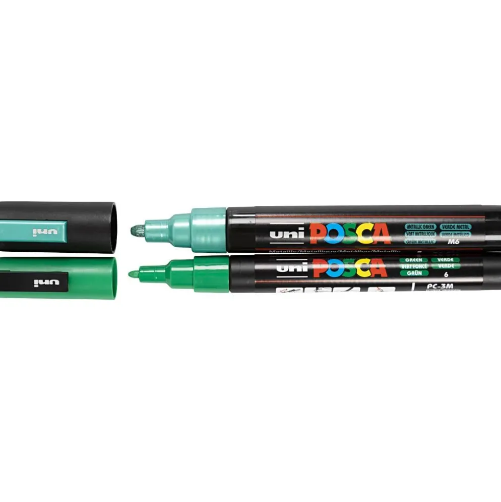 Posca Marker , nr. PC-5M + PC-3M, spets 0,9-1,3 + 2,5 mm, mixade färger, 12 mix./ 1 förp.