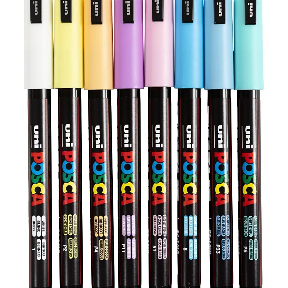 Posca Marker , nr. PC-1MR, spets 0,7 mm, extra fine, mixade färger, 8 mix./ 1 förp.