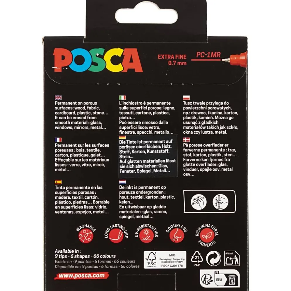 Posca Marker , nr. PC-1MR, spets 0,7 mm, extra fine, 8 st./ 1 st.