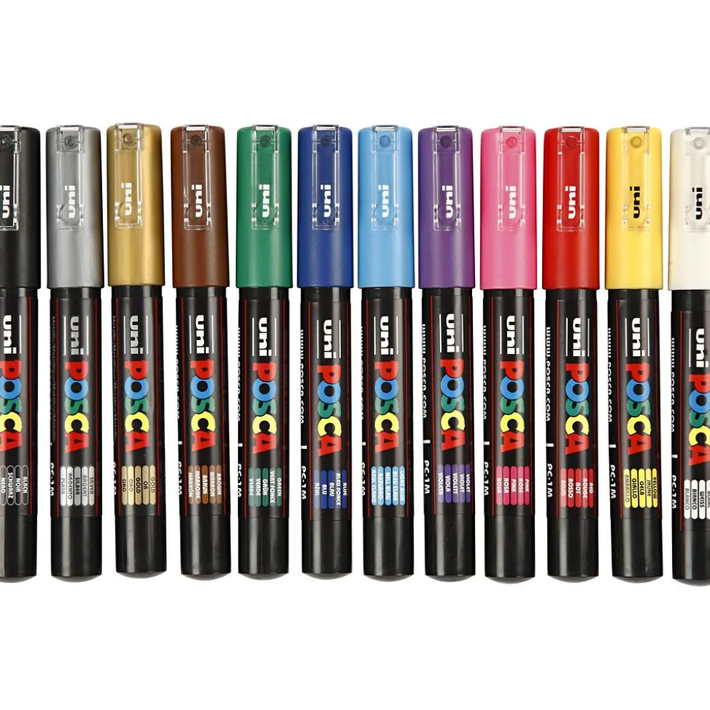 Posca Marker , nr. PC-1M, spets 0,7 mm, extra fine, mixade färger, 12 st./ 1 förp.