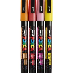 Posca Marker , nr. PC-3M, spets 0,9-1,3 mm, Fine, glitter färger, 4 st./ 1 st.