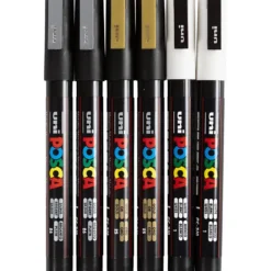 Posca Marker , nr. PC-3M, spets 0,9-1,3 mm, Fine, guld, silver, vit, 6 mix./ 1 förp.