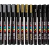 Posca Marker , nr. PC-3M, spets 0,9-1,3 mm, Fine, svart, guld, silver, 12 mix./ 1 förp.