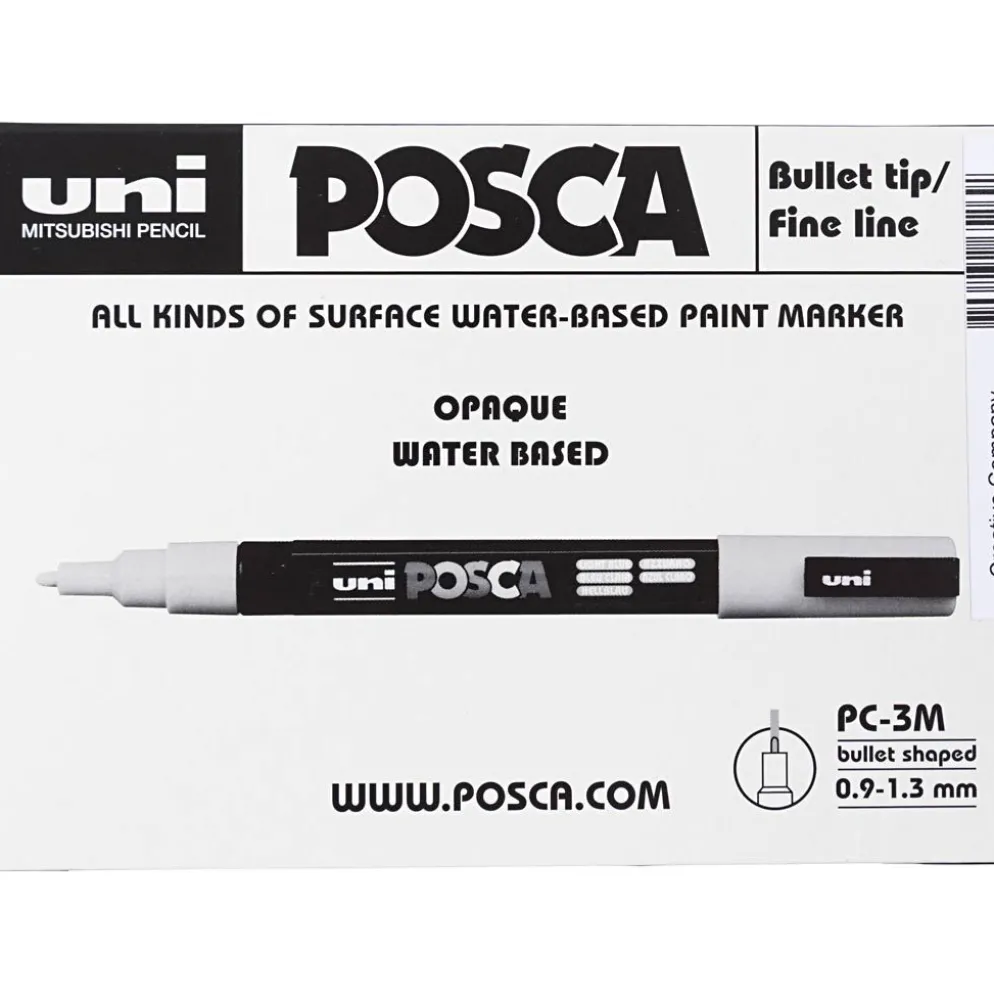 Posca Marker , nr. PC-3M, spets 0,9-1,3 mm, Fine, svart, guld, silver, 12 mix./ 1 förp.