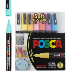 Posca Marker , nr. PC-3M, spets 0,9 - 1,3 mm, Fine, mixade färger, 8 mix./ 1 förp.