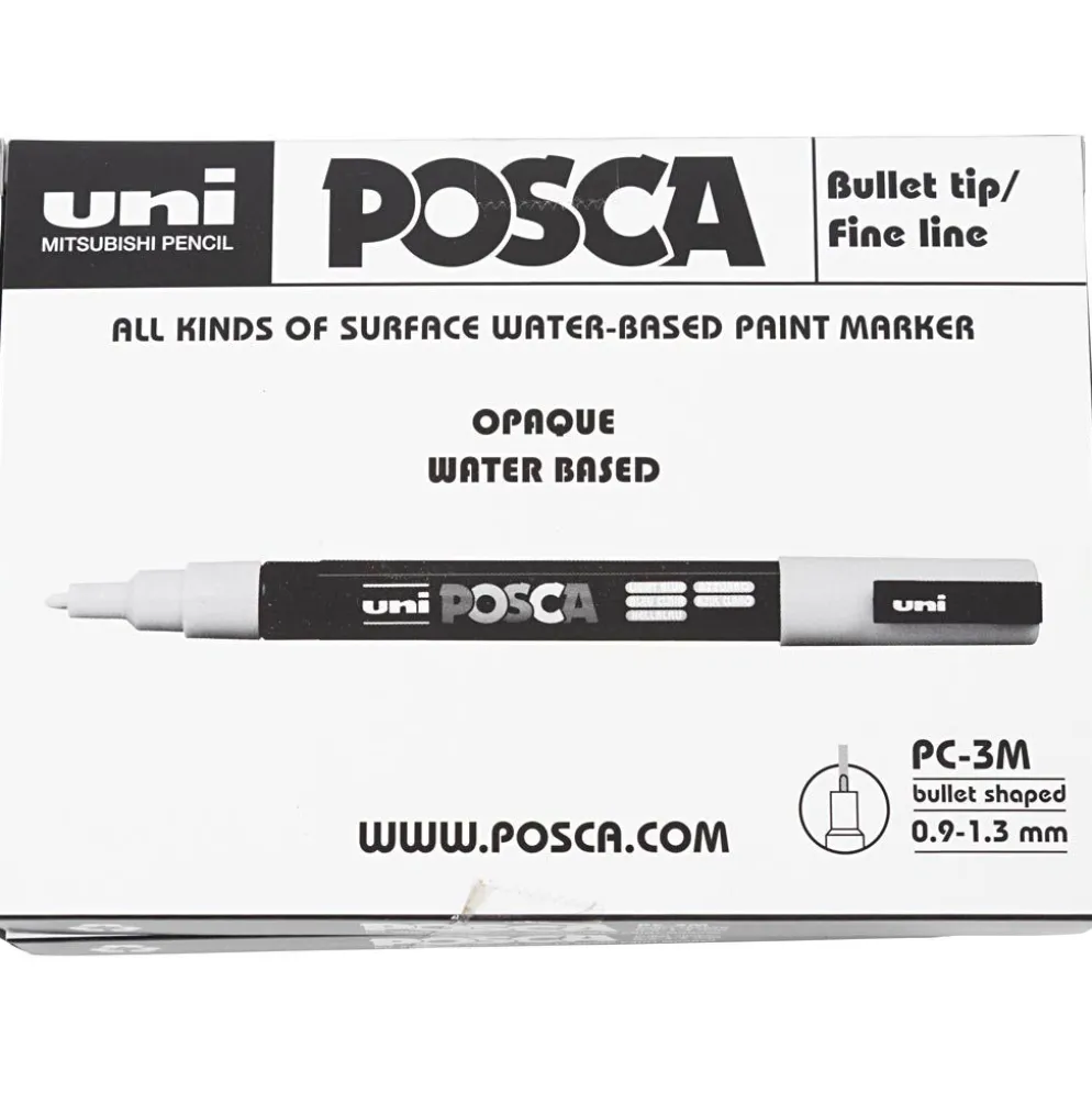 Posca Marker , nr. PC-3M, spets 0,9-1,3 mm, Fine, mixade färger, 12 st./ 1 förp.