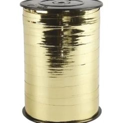 Presentsnöre, B: 10 mm, blank,metallic, guld, 250 m/ 1 rl.