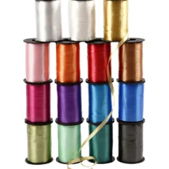 Presentsnören, B: 10 mm, blank, mixade färger, 15x250 m/ 1 förp.