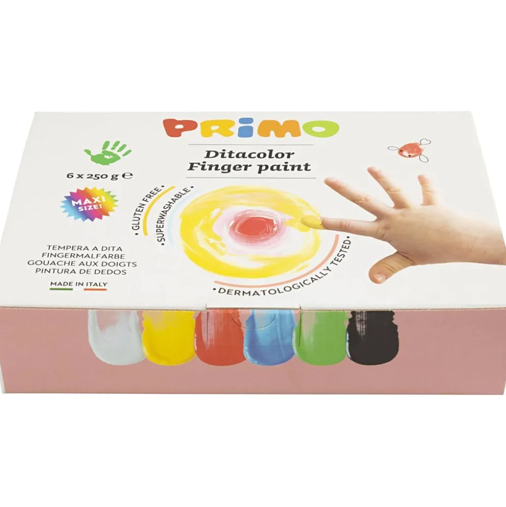 PRIMO Fingerfärg, mixade färger, 6x250 ml/ 1 förp.