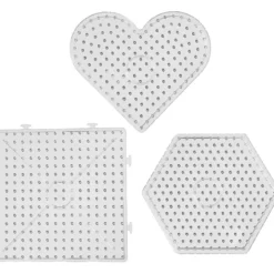 Pärlplattor, hjärtan, hexagon, fyrkanter, stl. 15x15-17,5x17,5 cm, JUMBO, klar, 6 st./ 1 förp.