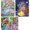 Pussel prinsessor, stl. 28,5x36,5 cm, 24-40 brickor, 3 st./ 1 förp.