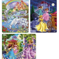 Pussel prinsessor, stl. 28,5x36,5 cm, 24-40 brickor, 3 st./ 1 förp.