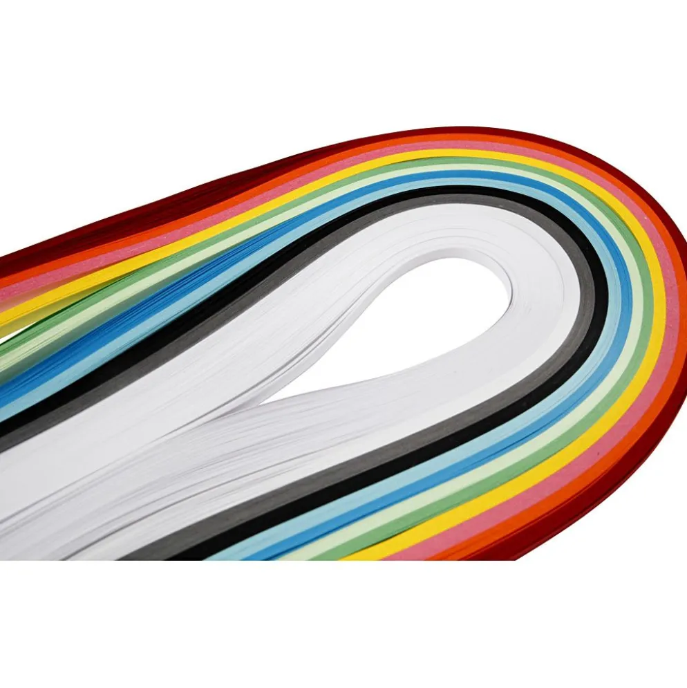 Quilling strimlor, L: 78 cm, B: 5 mm, 120 g, mixade färger, 12x100 st./ 1 förp.
