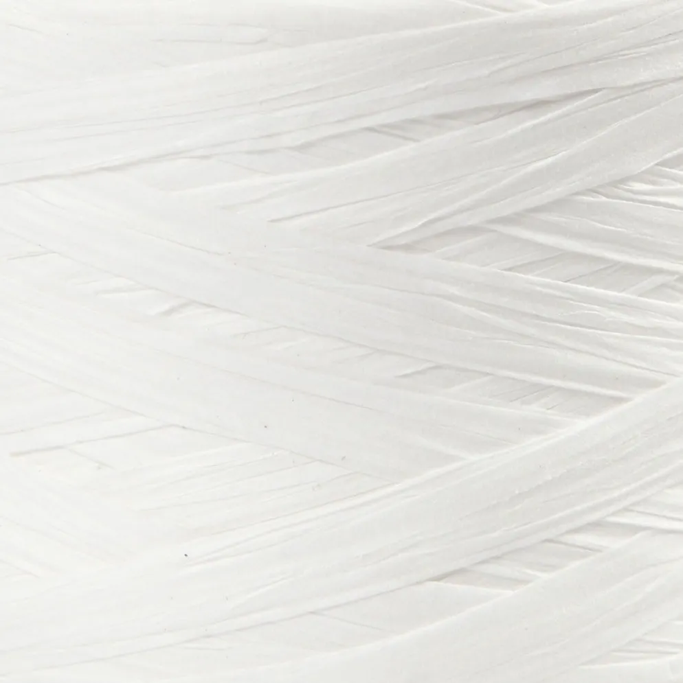 Raffia Pappersgarn, B: 7-8 mm, vit, 100 m/ 1 rl.