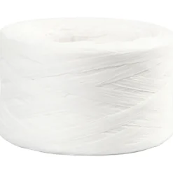 Raffia Pappersgarn, B: 7-8 mm, vit, 100 m/ 1 rl.