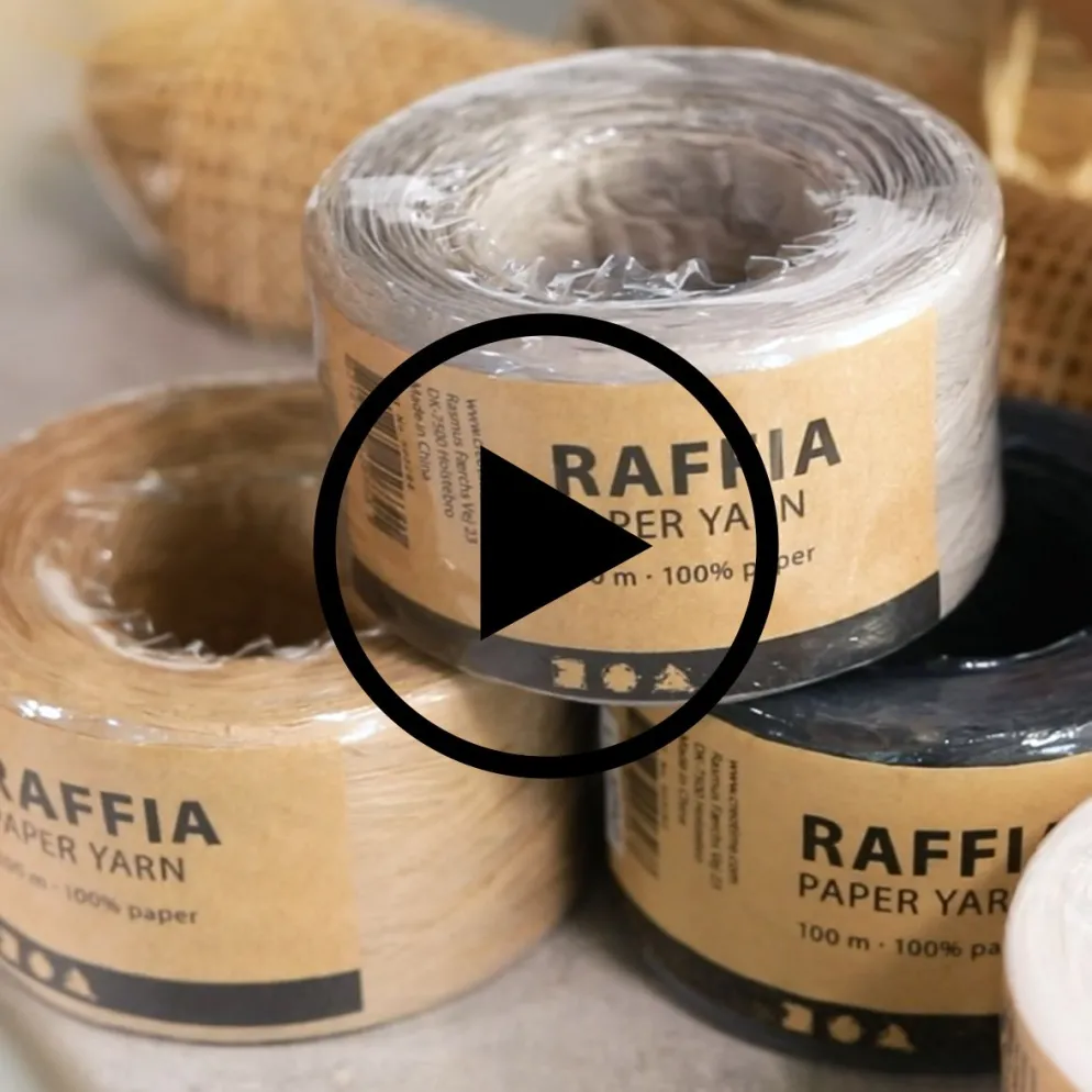 Raffia Pappersgarn, B: 7-8 mm, vit, 100 m/ 1 rl.