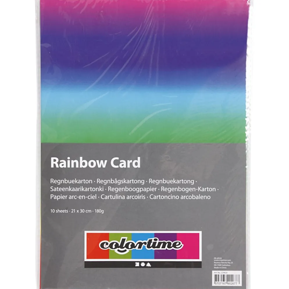 Regnbågskartong, A4, ark 210x297 mm, 180 g, 10 ark/ 1 förp.