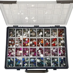Rhinestones, Dia. 6-16 mm, mixade färger, 32x360 st./ 1 förp.