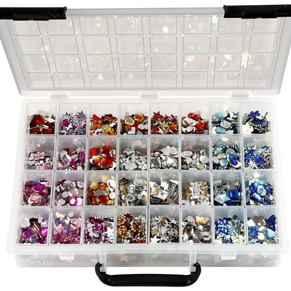 Rhinestones, Dia. 6-16 mm, mixade färger, 32x360 st./ 1 förp.