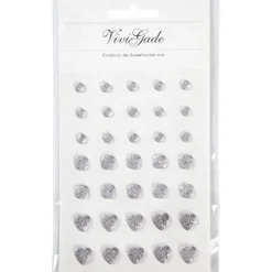 Rhinestones, (rund, fyrkant, hjärta), stl. 6+8+10 mm, silver, 35 st./ 1 förp.