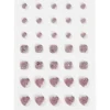 Rhinestones, (rund, fyrkant, hjärta), stl. 6+8+10 mm, rosa, 35 st./ 1 förp.