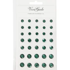 Rhinestones, rund kägla, stl. 6+8+10 mm, grön, 35 st./ 1 förp.